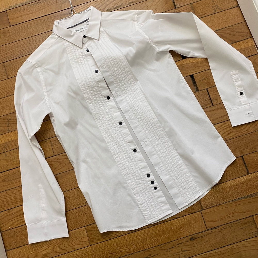 Calvin Klein boys tuxedo shit shirt